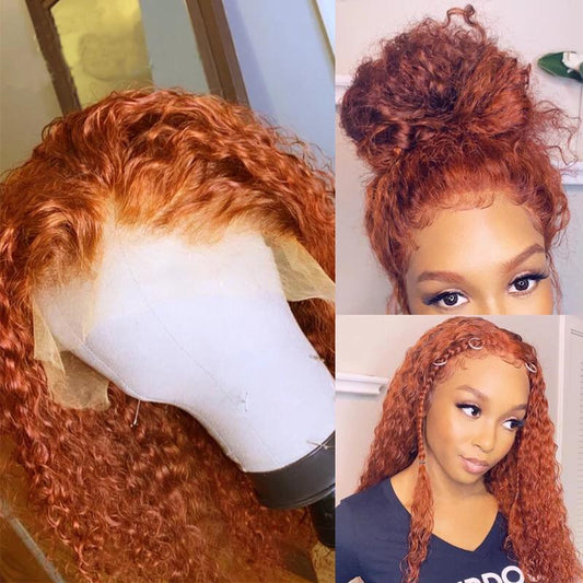 Orange Ginger Color Curly Human Hair Wig